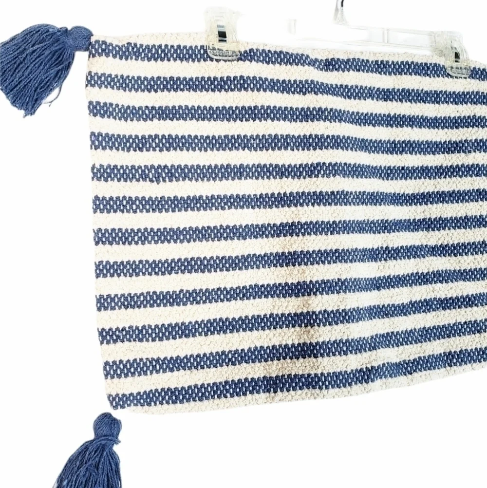 THRO textured accent pillowcase in stripe tassel NWT coastal grandma nautical